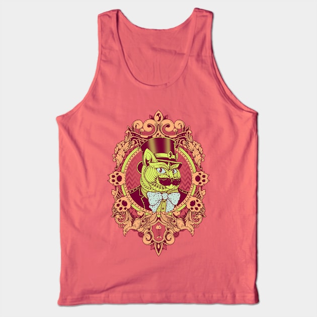 Hipster Mustache Cat Tank Top by GODZILLARGE